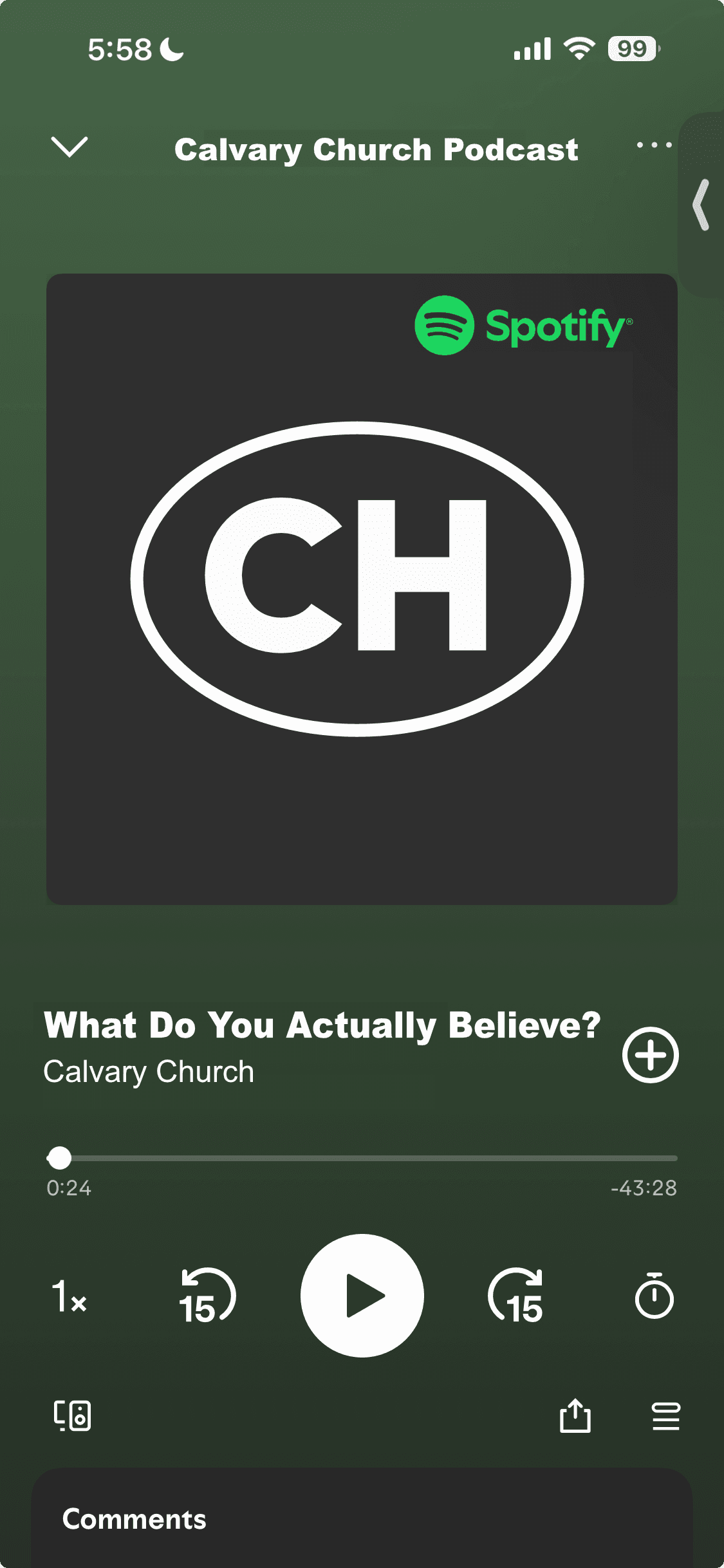 Apple Podcasts — 'Praise | 04/12/2026' episode on Generations Church Georgia podcast, playing